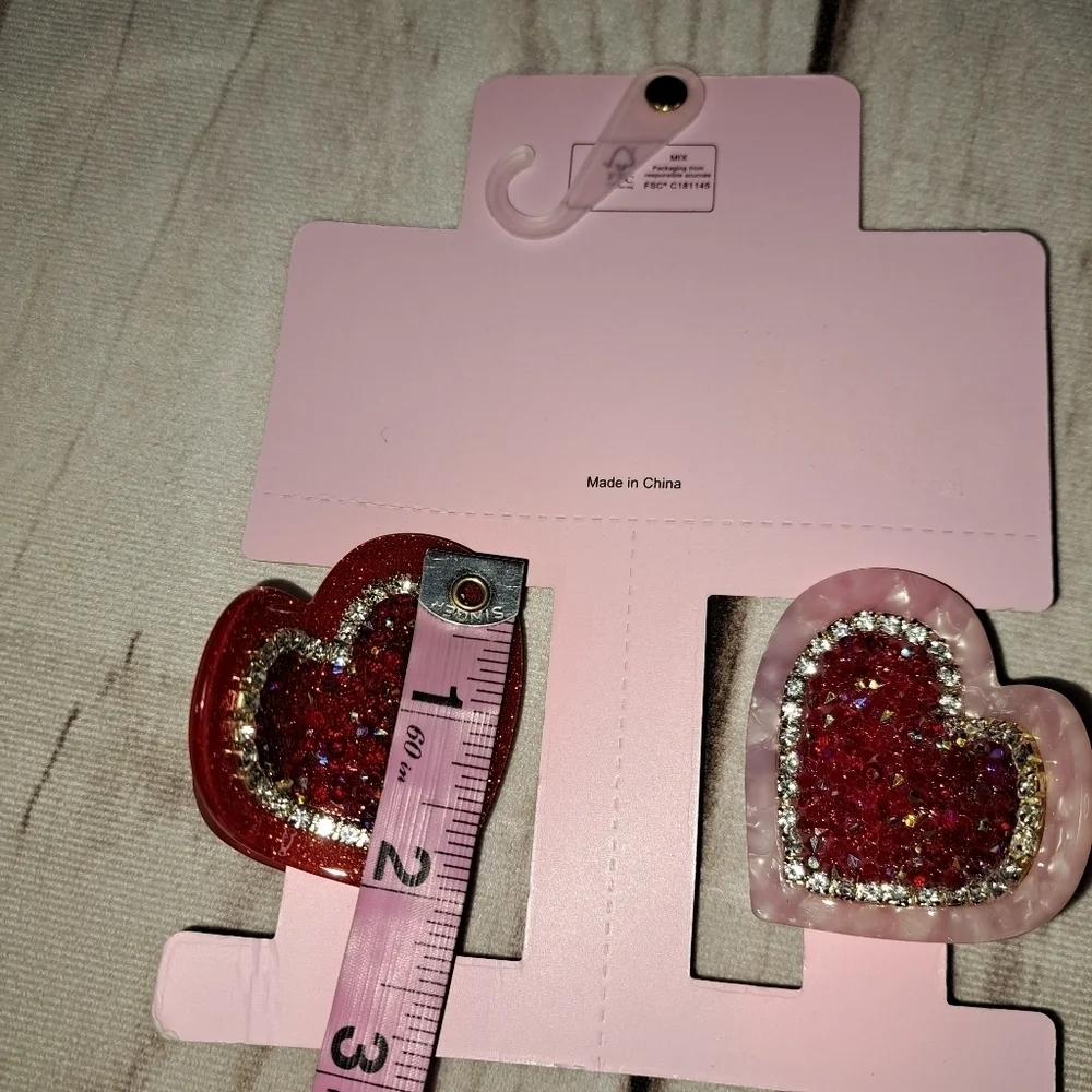 Piper K Heart Rhinestone Embellished Hairclips set of 2